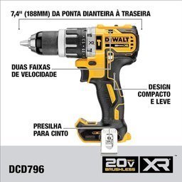 Parafusadeira Furadeira de Impacto Brushless 1/2 Pol. 20V com 2 Baterias Carregador Bivolt e Maleta