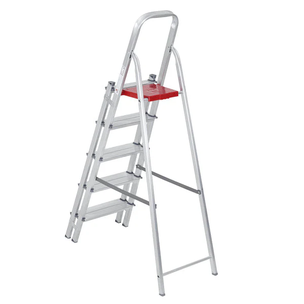 Escada de Alumínio Dupla 5 Degraus Natural 120kg