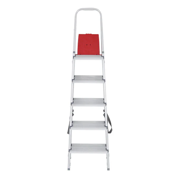 Double Aluminum Ladder, 5 Steps, Natural Finish, 120kg Capacity - Imagem 2